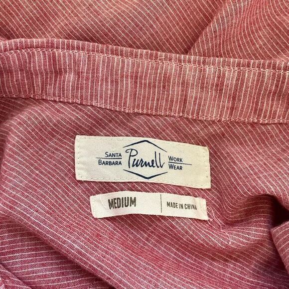 Purnell Work Wear Womens Size Medium Button Front Shirt Red Pink Short Sleeve - Picture 11 of 14